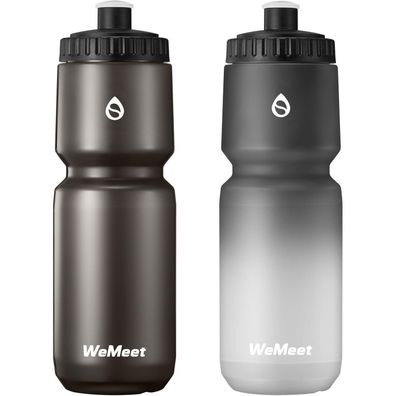WEMEET Auslaufsichere Rennrad Wasserflasche 1000ml, 2er-Pack (Schwarz & Schwarz