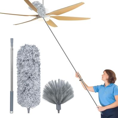 Fogray Staubwedel Teleskop ausziehbar bis 254cm, waschbar, für hohe Decken und