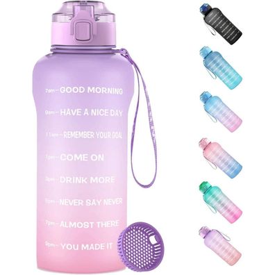 WEMEET 2L Trinkflasche mit Fruchtfilter und Zeitmarkierung, BPA Frei Tritan