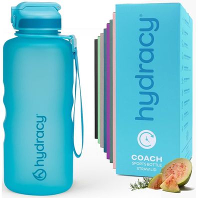 Hydracy Trinkflasche 2L mit Strohhalm und Zeitmarkierung - BPA-frei
