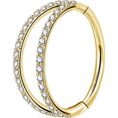 OUFER Body Piercing Helix Ohrring Creolen mit doppeltem Zirkonia-Besatz, Septum