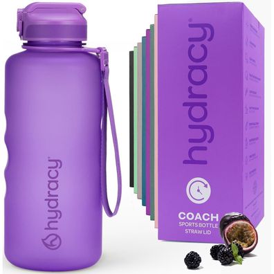 Hydracy Trinkflasche 2L mit Strohhalm und Zeitmarkierung - BPA-frei