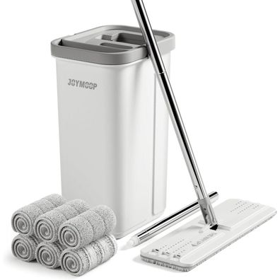 Joymoop Wischmopp mit Eimer und Auswringer, flaches Squeeze-Mopp-Set für Boden