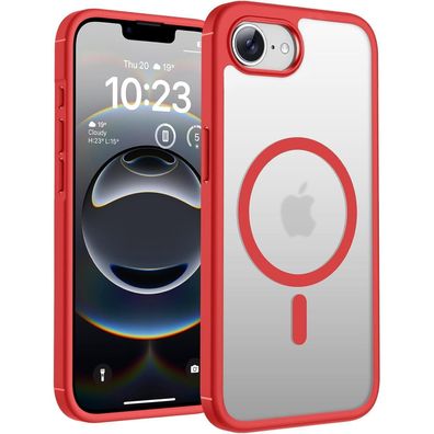 TOCOL iPhone 16e Hülle Rot Magsafe - Stoßfest, Matt Transluzent, Magnetisch