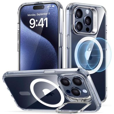 ESR iPhone 15 Pro Hülle mit MagSafe, Militärnorm Schutz, integrierter Ständer