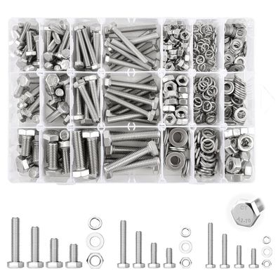 inzeyoz M5 M6 M8 Sechskantschrauben Set 454 Stück Edelstahl A2 mit Muttern