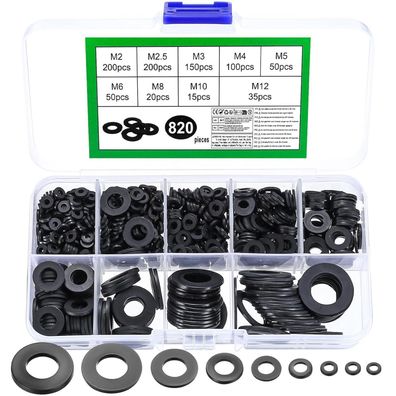 SZSLMY 820-teiliges Nylon Unterlegscheiben Set, flache