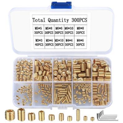 300 Stk Madenschrauben Set M3-M8, Gewindestifte Sortiment mit