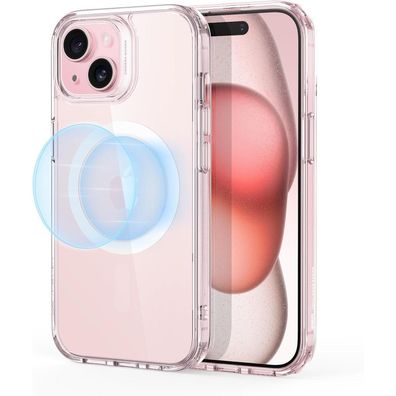ESR iPhone 15 Hülle, MagSafe Kompatibel, Militärschutz, Kratzfest, Klar Rosa