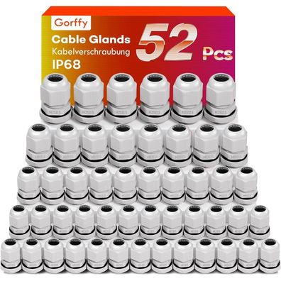 Gorffy 52 Stück Kabelverschraubung Set IP68 Wasserdicht M12 M16 M20 M25