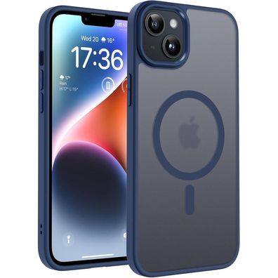 TOCOL iPhone 14 Plus Hülle, MagSafe kompatibel, stoßfest, matt transluzent, blau