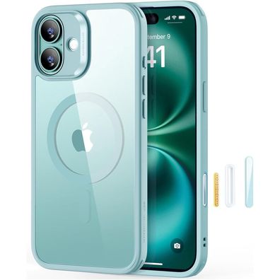 ESR iPhone 16 Hülle mit MagSafe, Kamerasteuerung, Militärschutz, Klares Grün