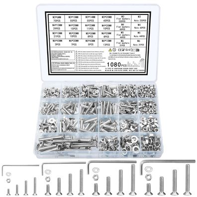 zrfgbxim 1080-teiliges Senkkopfschrauben- und Muttern-Set M3-M6 mit