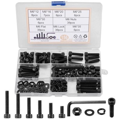 HonQiShiMY M6 Schrauben Set, 156tlg Sechskantschrauben mit Muttern und