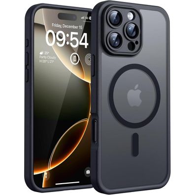 TOCOL MagSafe Hülle für iPhone 16 Pro (6,3 Zoll) - Schwarz, Stoßfest