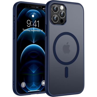TOCOL iPhone 12 Pro Hülle Magsafe, Blau - Matt Transluzent, Stoßfest