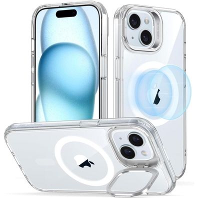 ESR iPhone 15 Hülle mit MagSafe, Militärschutz und integriertem Ständer, Klar