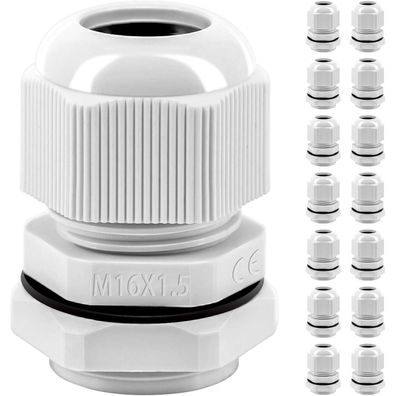 Gorffy 15 Stück IP68 Wasserdichte M16 Kabelverschraubungen aus Kunststoff Nylon