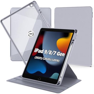 CACOE Rotierende Hülle für iPad 9/8/7 Generation 10.2 Zoll mit Stifthalter, 360
