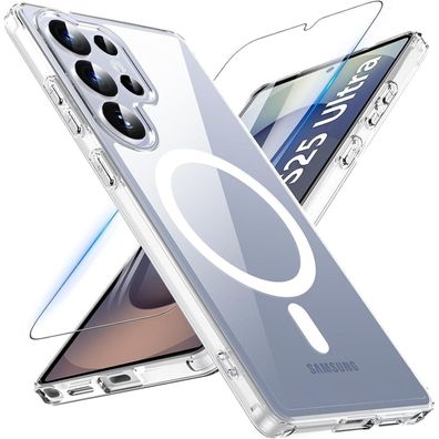 Hensinple Magnetische Schutzhülle für Samsung Galaxy S25 Ultra mit gehärtetem