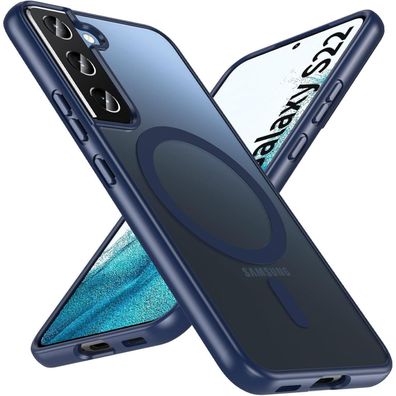Hensinple Magnetische Hülle für Samsung Galaxy S22, MagSafe Kompatibel, Militär