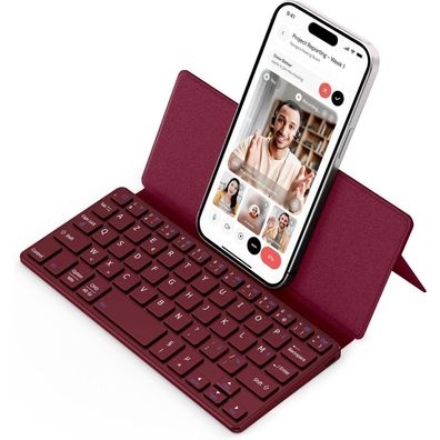 CACOE Mini Bluetooth Tastatur mit Ständer, ultraflach, faltbar, Dual-Channel