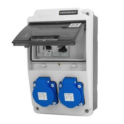 Baustromverteiler XS 2x230V 16A LS-schalter FI-schalter Energieverbrauchszähler