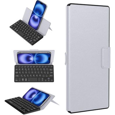 CACOE Bluetooth Tastatur mit Ständer, Ultraflache Tragbare Faltbare