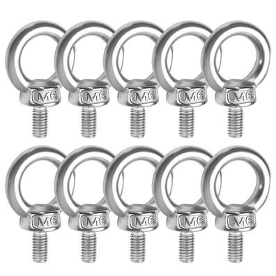 JatilEr M6 * 11 Ringschraube Edelstahl 304, 10 Stück - Rostfrei Augbolzen für