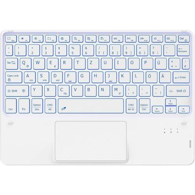 CACOE Kabellose Tastatur mit Touchpad und 7-farbiger Beleuchtung, Weiß, 10 Zoll