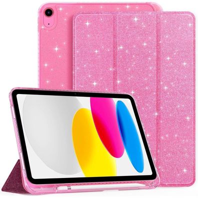 CACOE Hülle für iPad 11./10. Gen 10.9 Zoll mit Stifthalter, transparent rosa