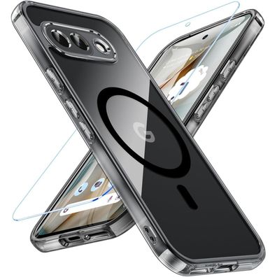 Hensinple Magnetische Schutzhülle für Google Pixel 9a mit gehärtetem Glas