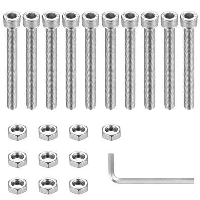 10 STK M8 Zylinderschrauben Muttern Set, Edelstahl, M8x80mm Vollgewinde