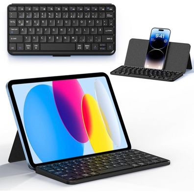 CACOE Mobile Bluetooth Tastatur mit Ständer, ultraflach, faltbar, 10 Zoll