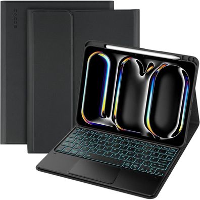CACOE iPad Pro 11" M4 (2024) Tastatur Hülle mit Touchpad & Beleuchtung, Schwarz
