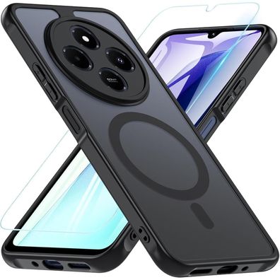 Hensinple Xiaomi 14C Hülle mit Panzerglas - Magnetisch, Stoßfest, Schwarz