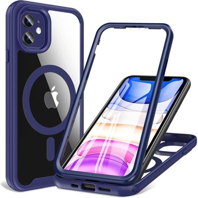 Hensinple iPhone 11 Hülle (6,1 Zoll) MagSafe, mit Displayschutz, Blau