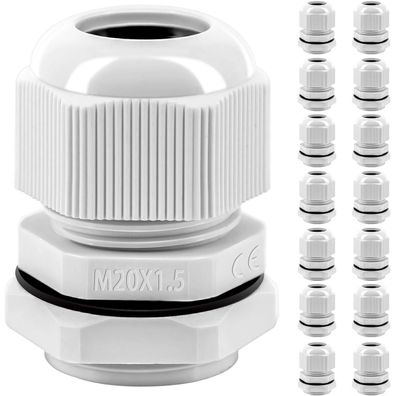Gorffy 15 Stück IP68 M20 Kabelverschraubung Set Wasserdicht für Outdoor Garten