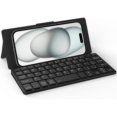 CACOE Mini Bluetooth Tastatur mit Ständer, Ultraflache Tragbare Faltbare