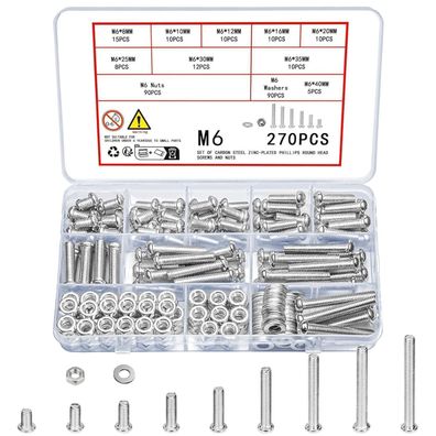 Vwoqiy 270 Stück M6 Schrauben Set mit Muttern und Unterlegscheiben
