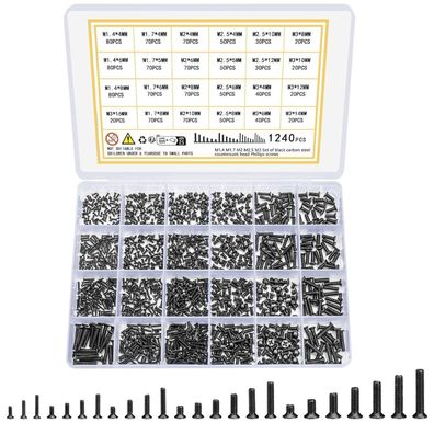 Vwoqiy 1240 Stück Kleine Schrauben Sortiment Kit, Senkkopfschrauben