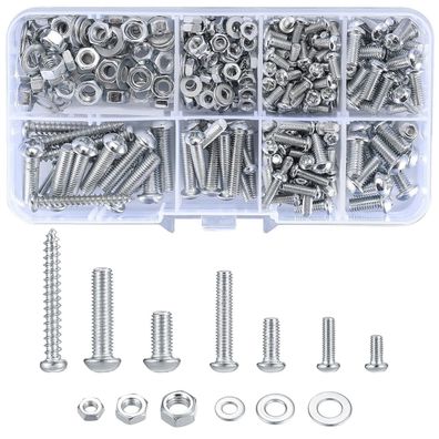 Vwoqiy 380tlg Schrauben- und Muttern-Set M3/M4/M5 Sechskant Maschinenschrauben