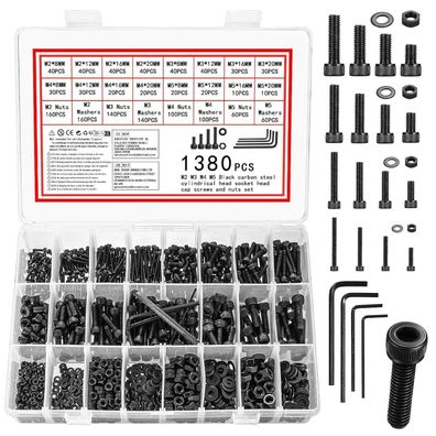 Vwoqiy 1380tlg Schrauben Set M2-M5 Sechskantschrauben mit Muttern