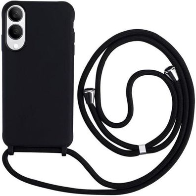 Keteen Handyhülle mit Band für Samsung Galaxy S25 Edge, Silikon, Schwarz, zum