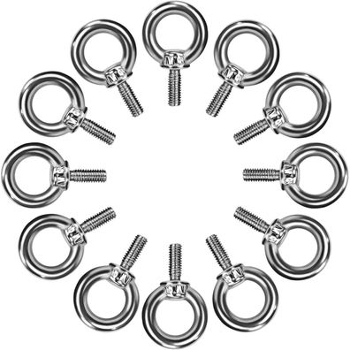 QIMEI-SHOP M4 Edelstahl Ringschraube, 12 Stück Augenschraube Ringbolzen