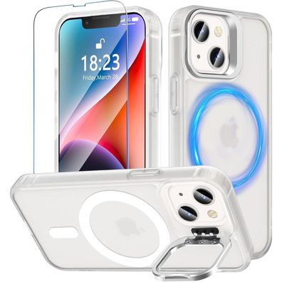 OWKEY Magnetische Hülle für iPhone 13/14 mit Ständer, MagSafe kompatibel, inkl