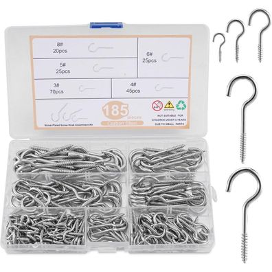 HonQiShiMY 185tlg Schraubhaken Set - Deckenhaken, Ösenschrauben, Ringschrauben
