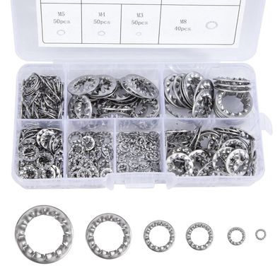 QIMEI-SHOP Sicherungsscheiben Innenzahn Edelstahl M3-M12 Sortiment Set 270 Stück