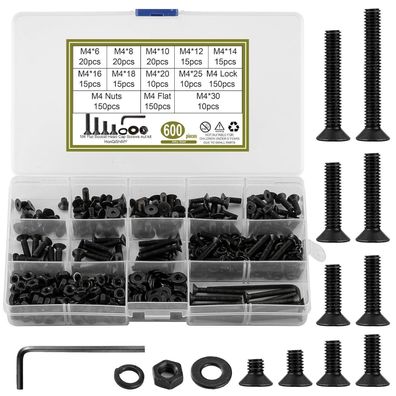 HonQiShiMY M4 Schrauben Set, 600 Teile: Senkkopfschrauben, Muttern, Scheiben