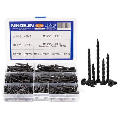 Nindejin Schnellbauschrauben M3.5 Grobgewinde Set, 282 Teile inkl. Bit